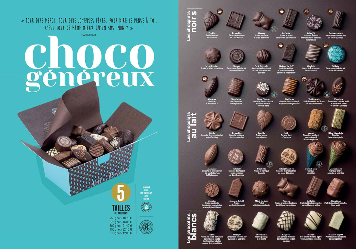 Ballotins de chocolats de noël 500g pralinés et ganaches - JEFF DE